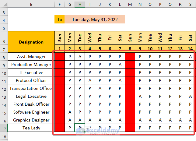 Attendance Sheet With Salary In Excel Format with Easy Steps 