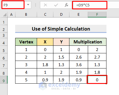 Determine Area of Irregular Shape by Simple Calculation in Excel