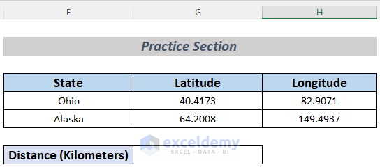 calculate distance between two addresses in excel