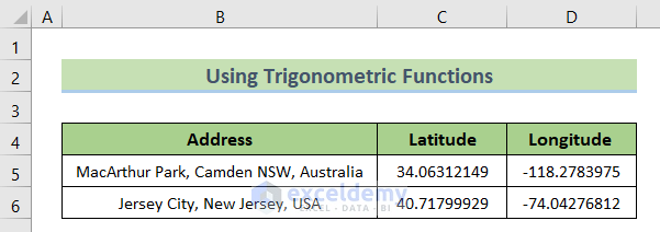 Dataset to Calculate Driving Distance Between Two Addresses in Excel
