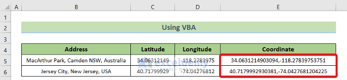 computing coordinate to Calculate Driving Distance Between Two Addresses in Excel