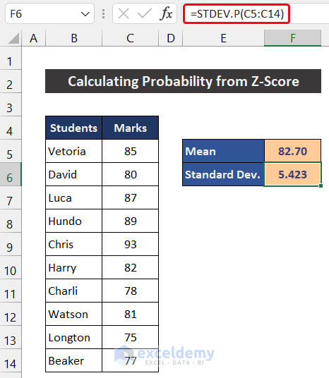 Evaluate Standard Deviation to Calculate Probability from Z-Score