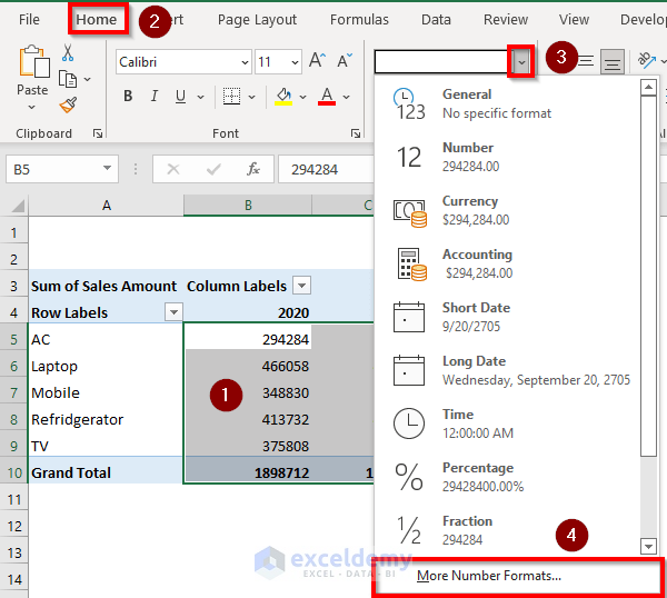 calculate variance in excel pivot table