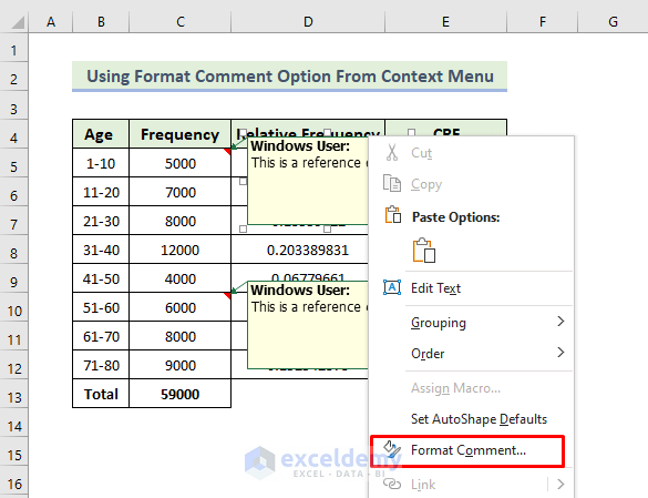 Comments in Excel Far Away from Cell