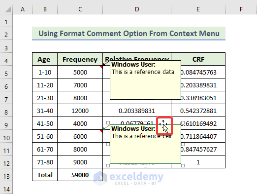 Comments in Excel Far Away from Cell
