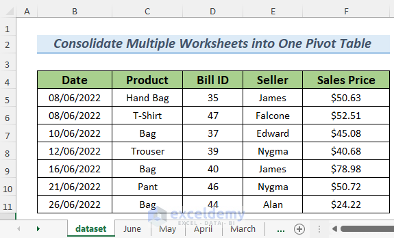 consolidate multiple worksheets into one pivottable intro
