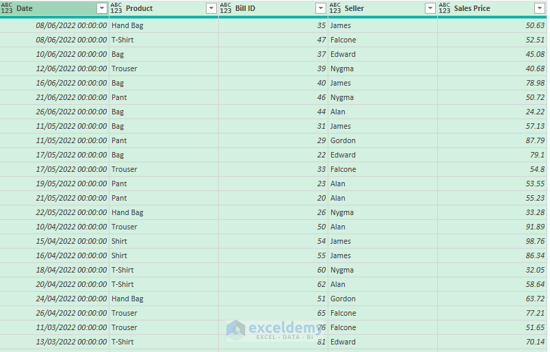 consolidate multiple worksheets into one pivottable using power query editor