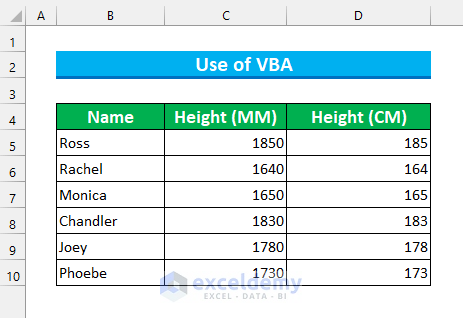 Convert MM to CM in Excel Incorporating VBA
