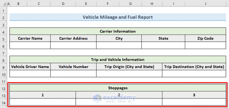 How to Make Daily Vehicle Mileage and Fuel Report in Excel - ExcelDemy