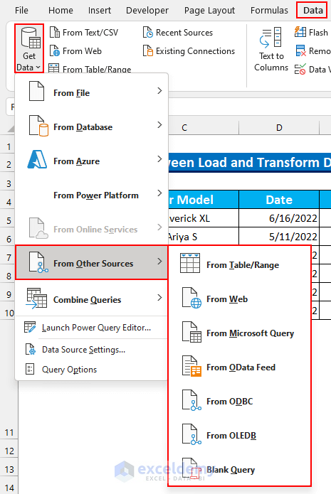 difference between load and transform data in excel 2
