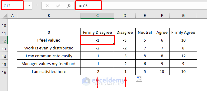 display survey results in excel