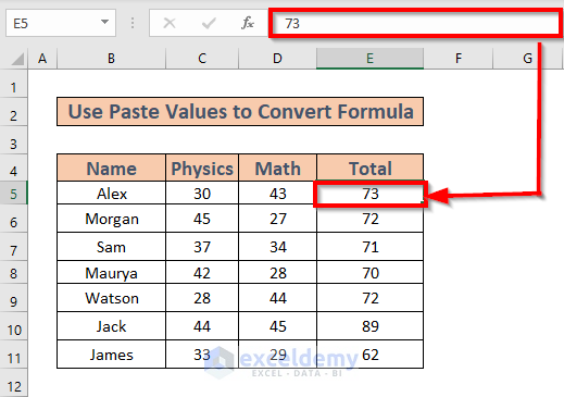 excel convert formula to value automatically