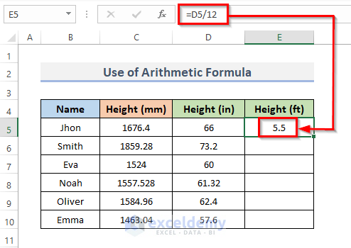 4 Effective Ways to Convert Millimeters (mm) to Feet (ft) and Inches (in) in Excel
