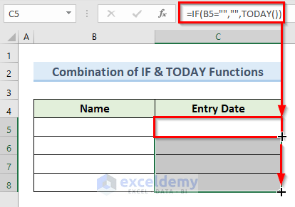 Combine IF & TODAY Functions to Add Date Stamp in Excel