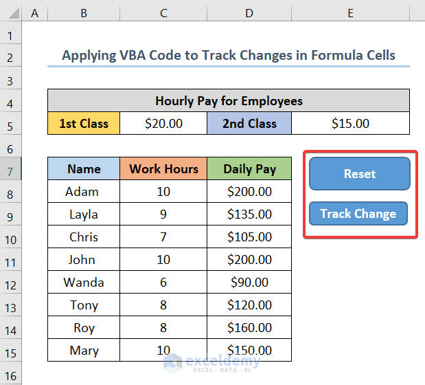 Applying VBA Code to Track Changes in Formula Cells in Excel