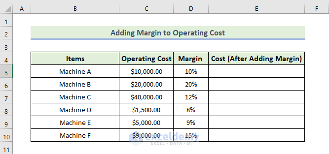 Add Margin to Operating Cost
