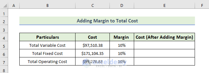 Add Margin to the Total Cost