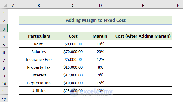 Add Margin to Fixed Cost