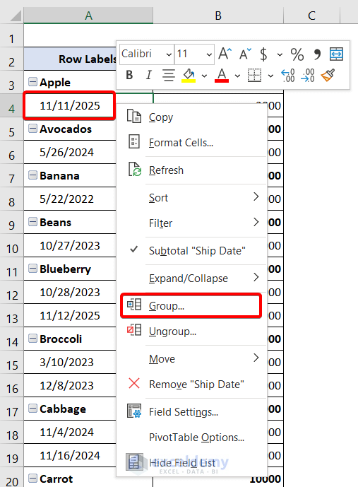 Excel Pivot Table: Cannot Group that Selection