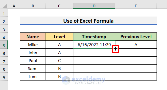 Apply Formula to Insert Excel Timestamp When Cell Changes