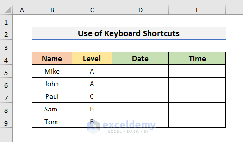 Insert Timestamp Without VBA Using Keyboard Shortcuts in Excel