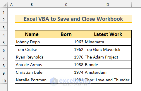 Dataset: excel vba save and close workbook