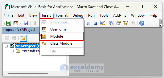 VBA Module: Save and Close Active Workbook by Using Excel VBA