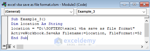Excel VBA to Use File Format Code