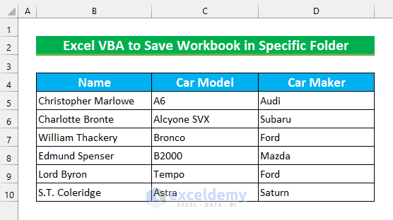 excel vba save workbook in specific folder Main Dataset