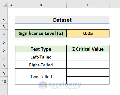 find z critical value in excel