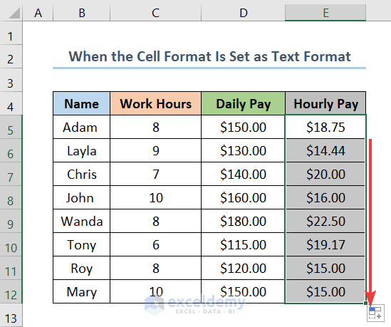 Cell Format Is Set as Text Format