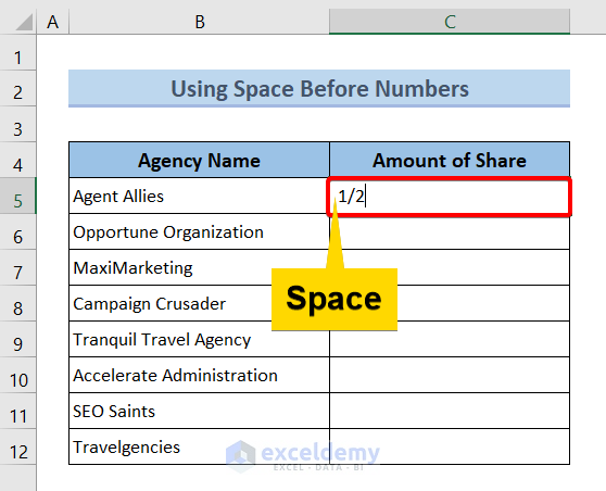 Using Space Before Numbers to Stop Fraction Changing to Date in Excel