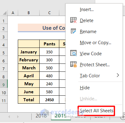Use Excel Context Menu to Group More Than Two Worksheets