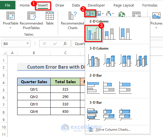 2 Examples to Add Custom Error Bars in Excel