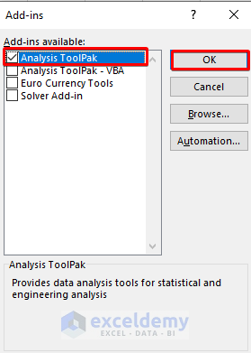 Steps to Add Data Analysis Toolpak in Excel