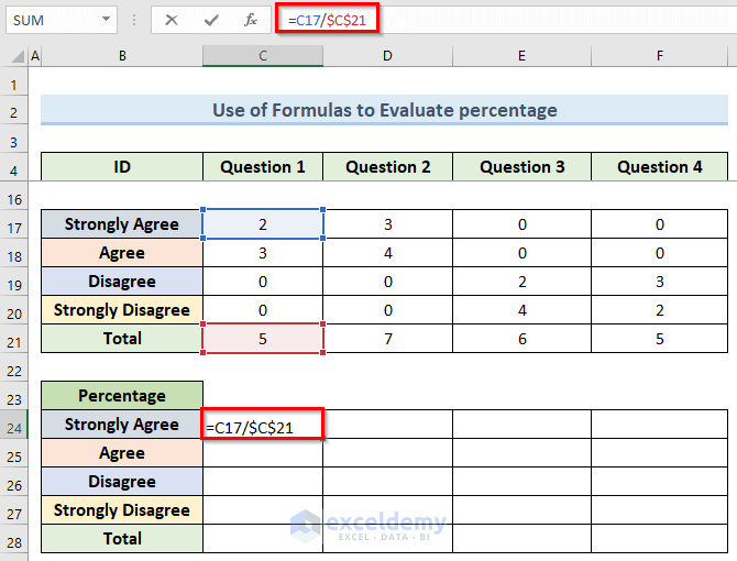 Evaluate Percentages of Feedback with Formula