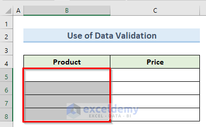 Automate Data Entry in Excel Using Data Validation