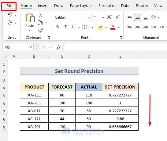 How to Set Round Precision after Calculating Accuracy in Excel