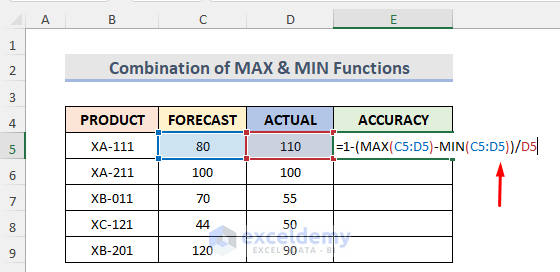 Combine Excel MAX & MIN Functions to Get Accuracy