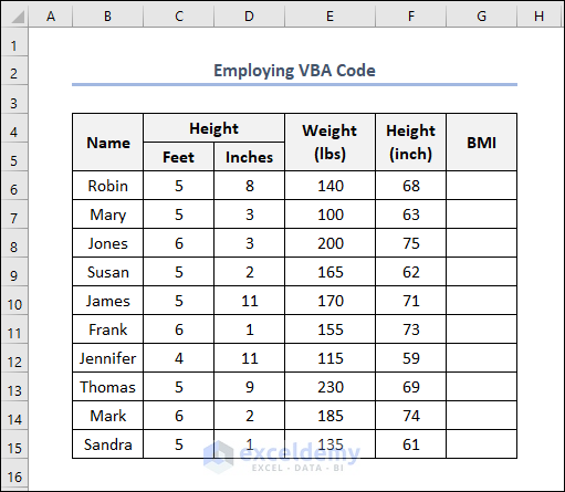 how to calculate bmi percentile in excel applying VBA code