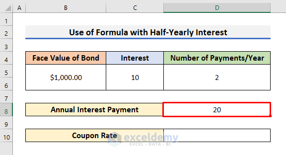 Determine Coupon Rate in Excel with Half-Yearly Interest