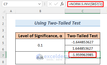 how to calculate critical z score in excel