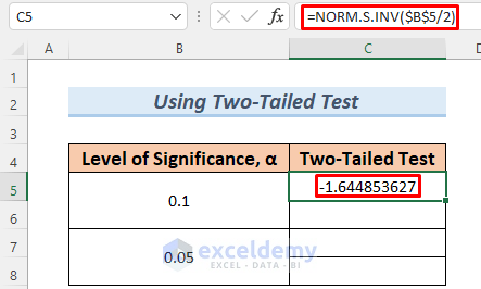 how to calculate critical z score in excel