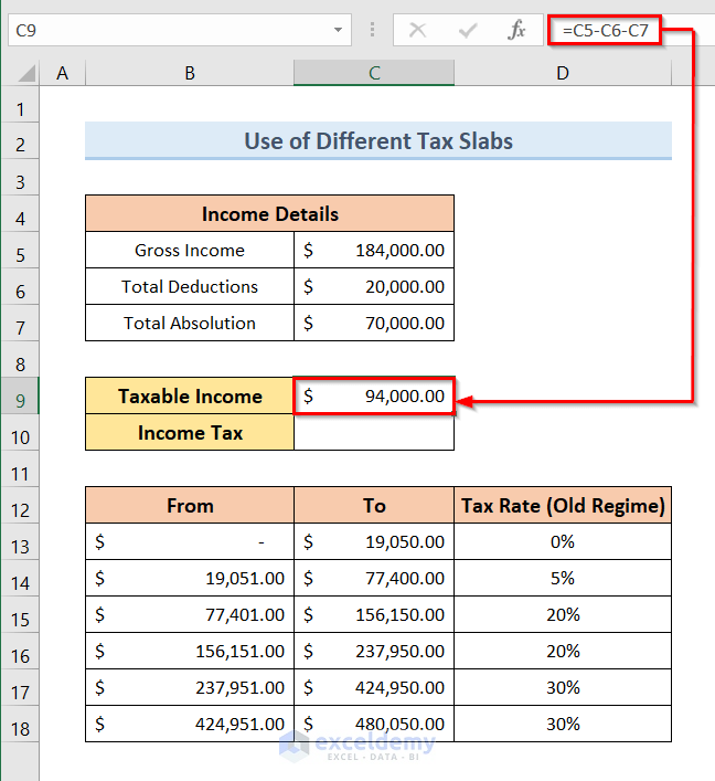 Calculate Income Tax on Salary with Old Regime with Different Tax Slabs