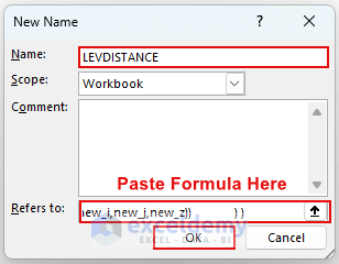 how to calculate levenshtein distance in excel LAMBDA Function