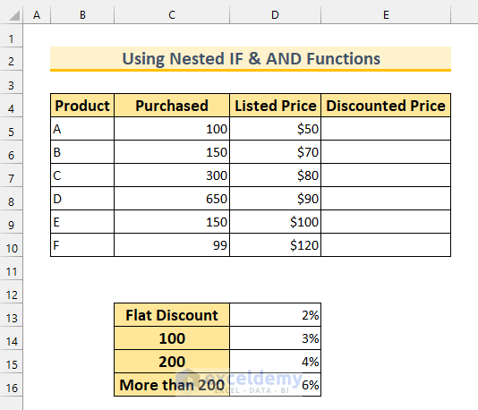 how to calculate multiple discounts in excel Nested IF