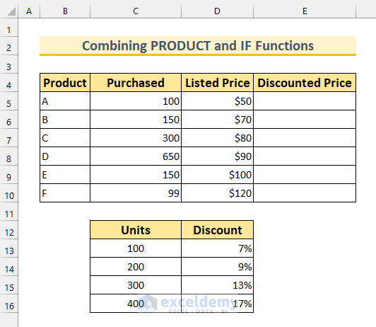 how to calculate multiple discounts in excel PRODUCT