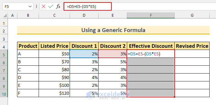 how to calculate multiple discounts in excel Effective discounts
