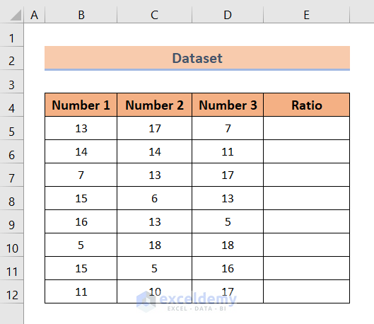 Calculate Ratio of 3 Numbers in Excel