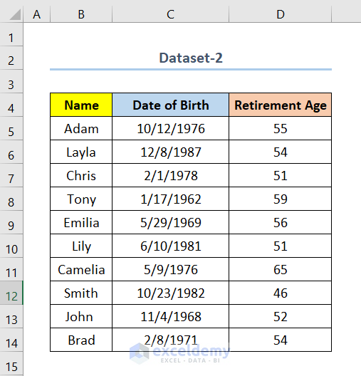 how to calculate retirement date in excel